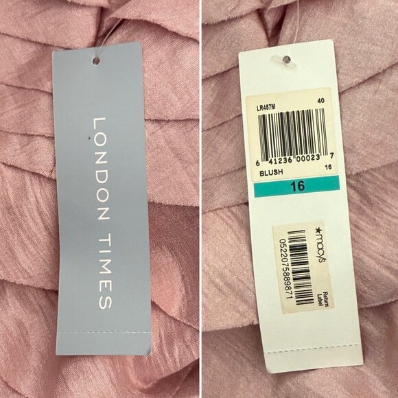 London Times Blush Pink Layered Dress Size 16 with Rosette Detail - Picture 5 of 10